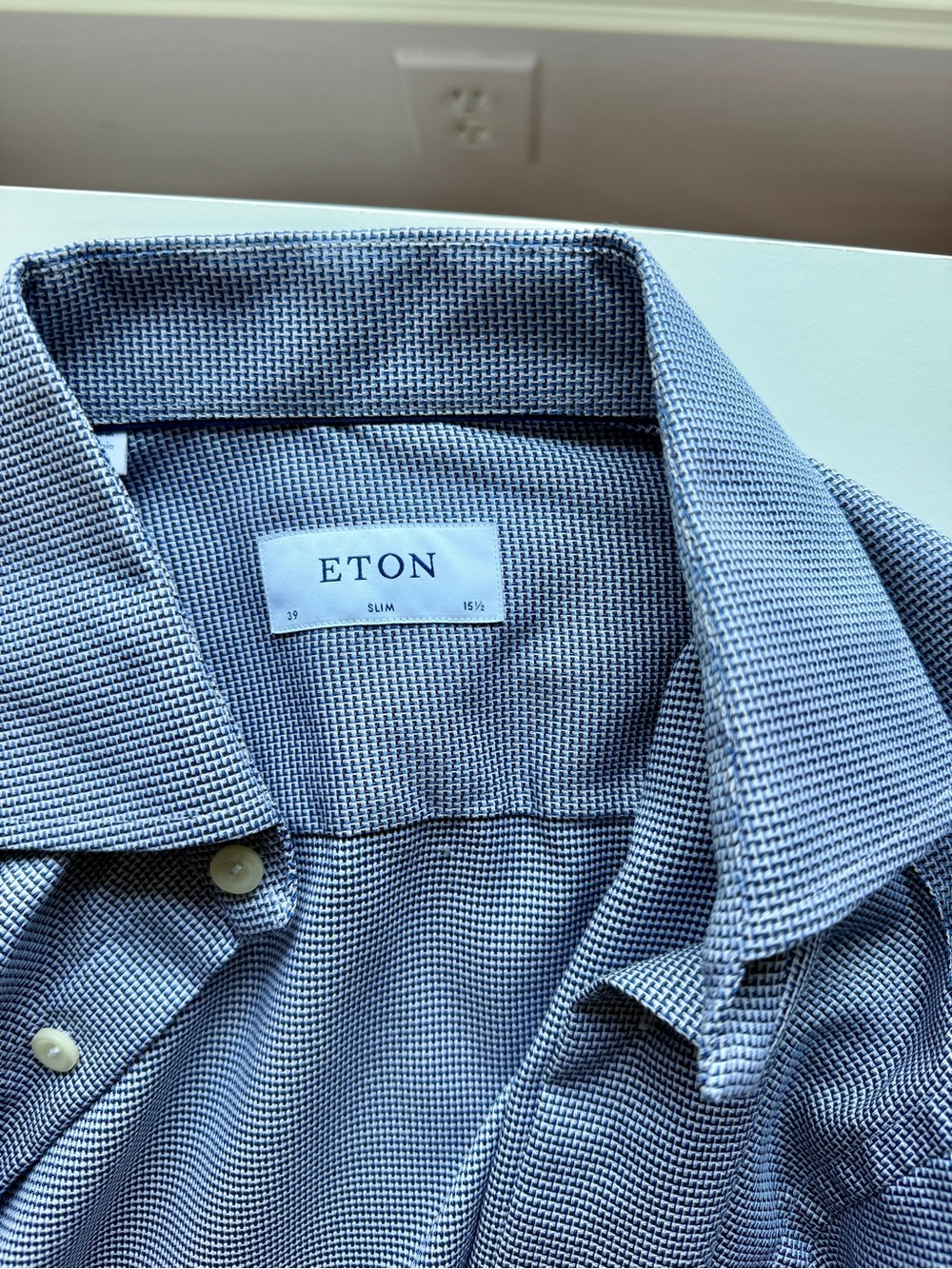 Eton Men's Slim fit Blue checked  Dress Shirt 15/12